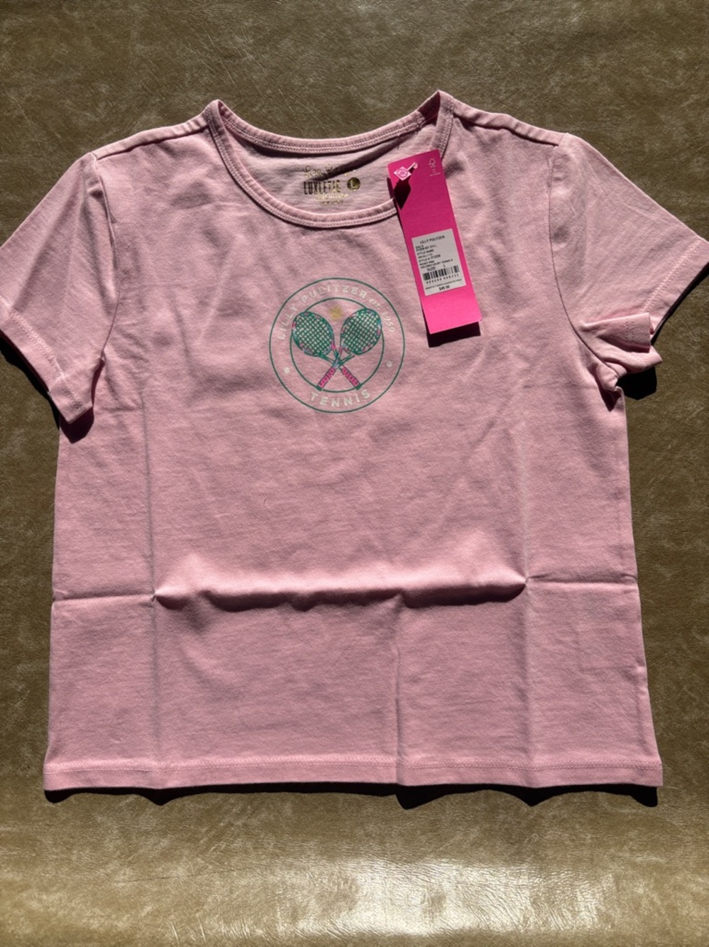 Lilly Pulitzer Light Pink Luxletic  Logo Tennis Tee - Girls
